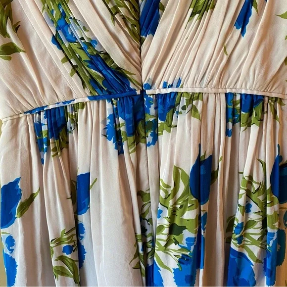 Boden Women’s Serena Swishy Pink Blue Floral Dress V Neck Size 6R - Picture 6 of 13